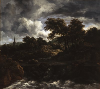 Wooded Landscape with a Waterfall by Jacob van Ruisdael